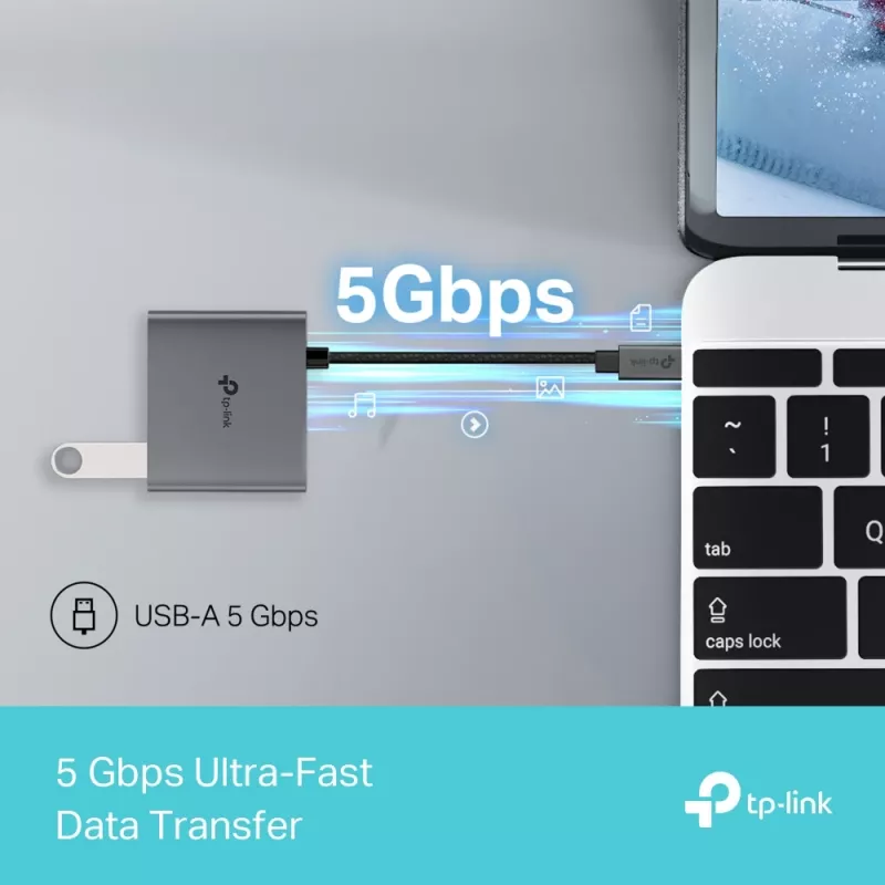 TP-Link UH3020C hub de interface USB Type-C 5000 Mbit/s cinzento