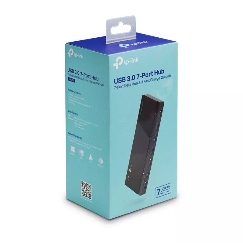 TP-Link UH700 hub de interface USB 3.2 Gen 1 (3.1 Gen 1) Micro-B 5000 Mbit/s preto