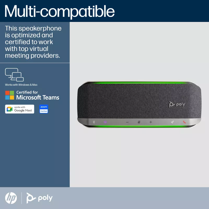 HP Poly Sync 40+ certificado Microsoft Teams USB-A USB-C altifalante + adaptador BT700 USB-A