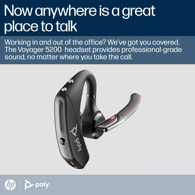 HP Poly Voyager 5200 headset Bluetooth USB-A + dongle BT700