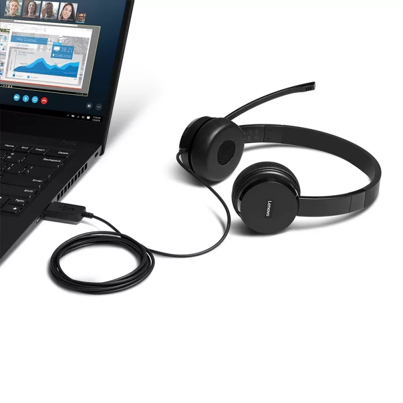 Lenovo 4XD0X88524 auscultadores/headset com fios head-band escritório/call center preto