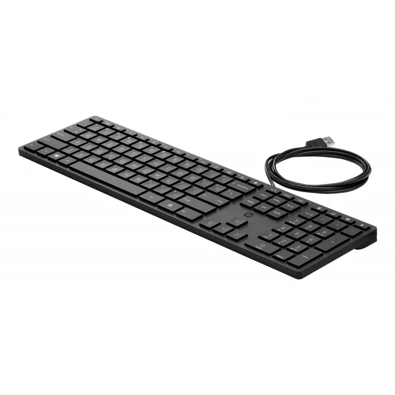 Teclado com fios HP 320K – USB full-size, layout reto, cabo 1,8 m, preto