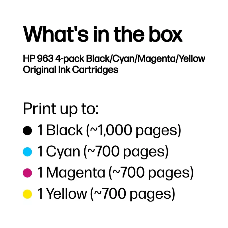 HP 963 pack de 4 tinteiros preto/ciano/magenta/amarelo Original