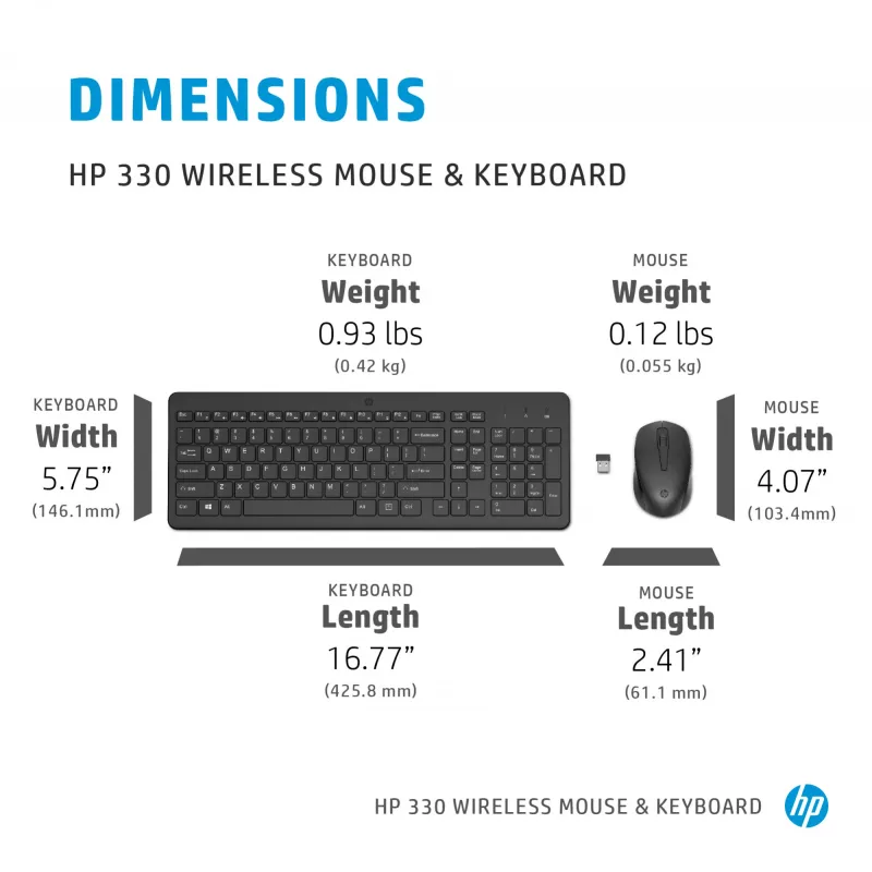 Conjunto de rato e teclado sem fios HP 330
