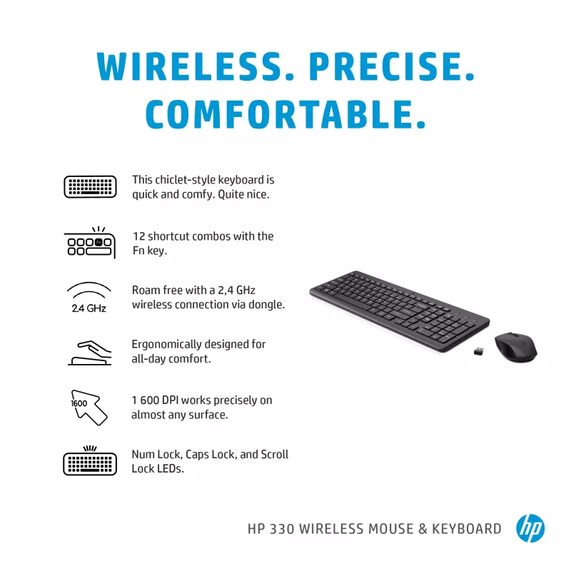 Conjunto de rato e teclado sem fios HP 330