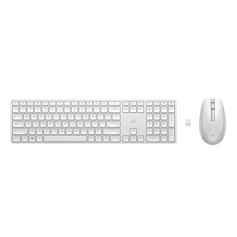 Conjunto de teclado e rato sem fios HP 650 tamanho completo, branco