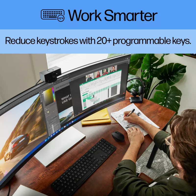 Teclado sem fios programável HP 450 tamanho completo RF Wireless USB preto