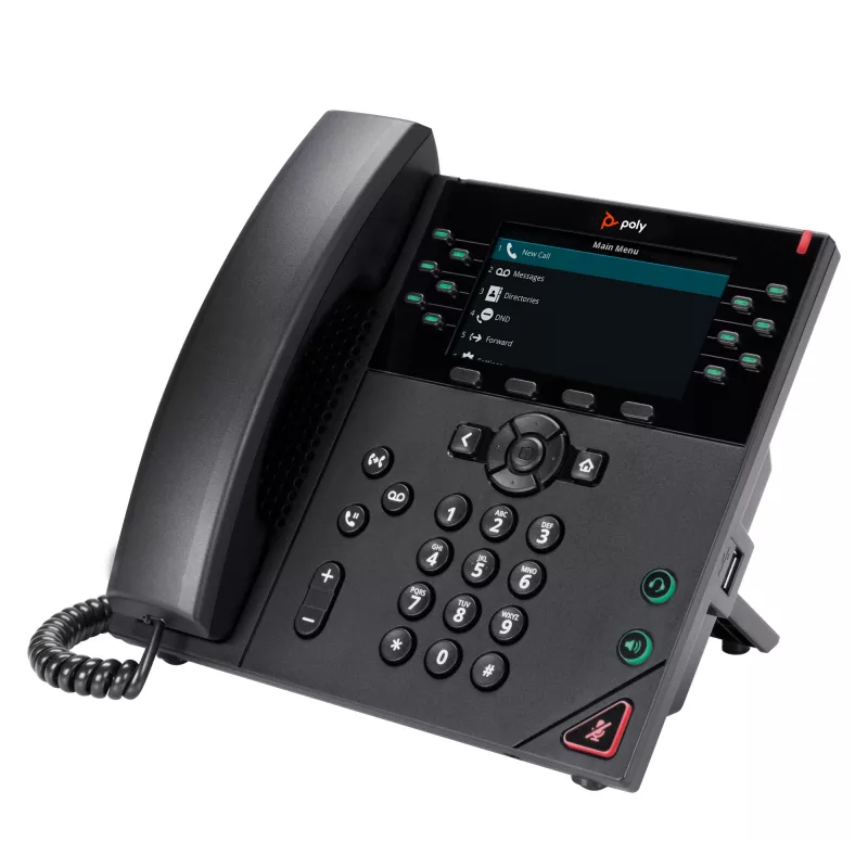 Telefone IP HP Poly VVX 450 12 linhas e compatível com PoE, telefone IP, preto, auscultador com fios, 12 linhas, LCD, 10,9 cm (4,3 polegadas)