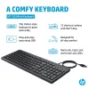 Teclado com fios HP 150 tamanho completo USB preto 664R5AA#ABD