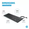 Teclado com fios HP 150 tamanho completo USB preto 664R5AA#ABD