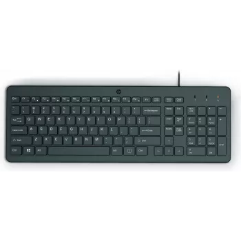 Teclado com fios HP 150 tamanho completo USB preto cabo de 1 m