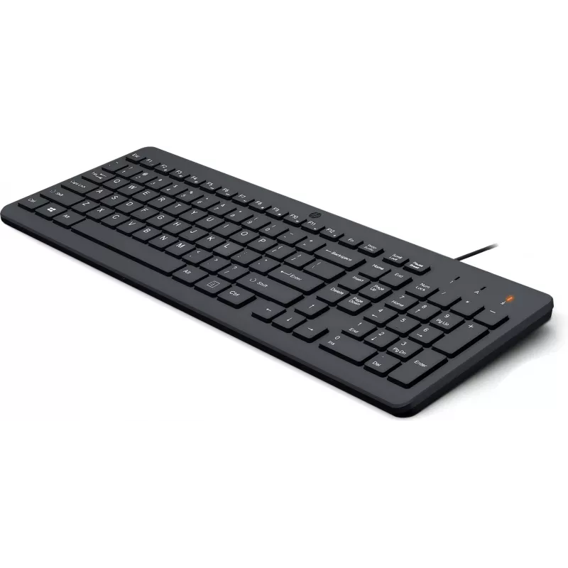 Teclado com fios HP 150 tamanho completo USB preto cabo de 1 m