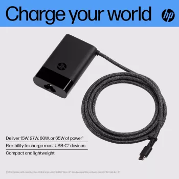 Carregador de portátil HP USB-C 65W, portátil, interior, 90 V, 65 W, 5 – 20 V, 1,6 A