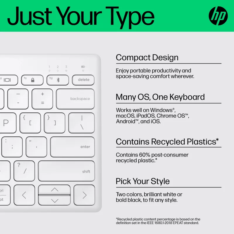 Teclado Bluetooth compacto multi-dispositivo HP 350