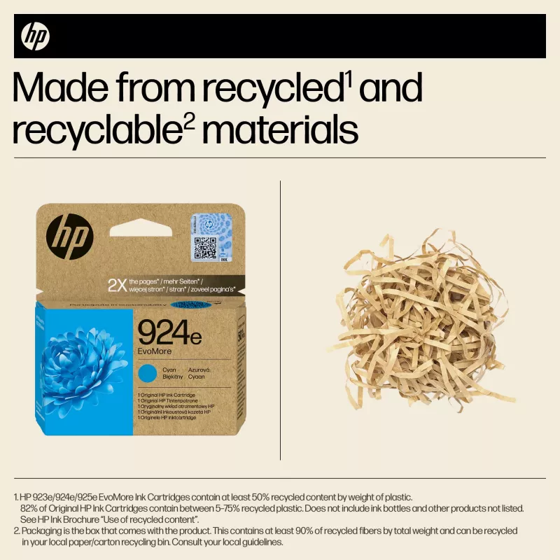 Cartucho de tinta HP 924e EvoMore ciano (original, alto rendimento XL, 1 unid.)