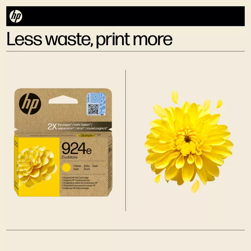 Tinteiro HP 924e EvoMore Amarelo Original, Amarelo, 1 unid., 800 páginas