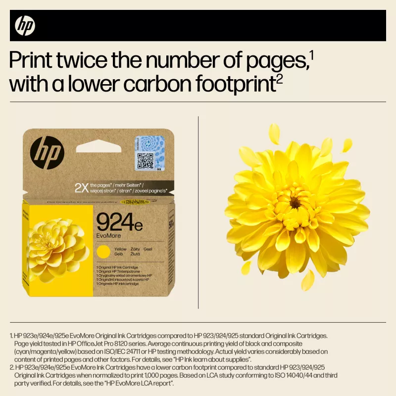 Tinteiro HP 924e EvoMore Amarelo Original, Amarelo, 1 unid., 800 páginas