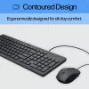 Conjunto de teclado e rato com fios HP 150 — teclado de membrana USB de tamanho completo, preto, com rato USB com fios