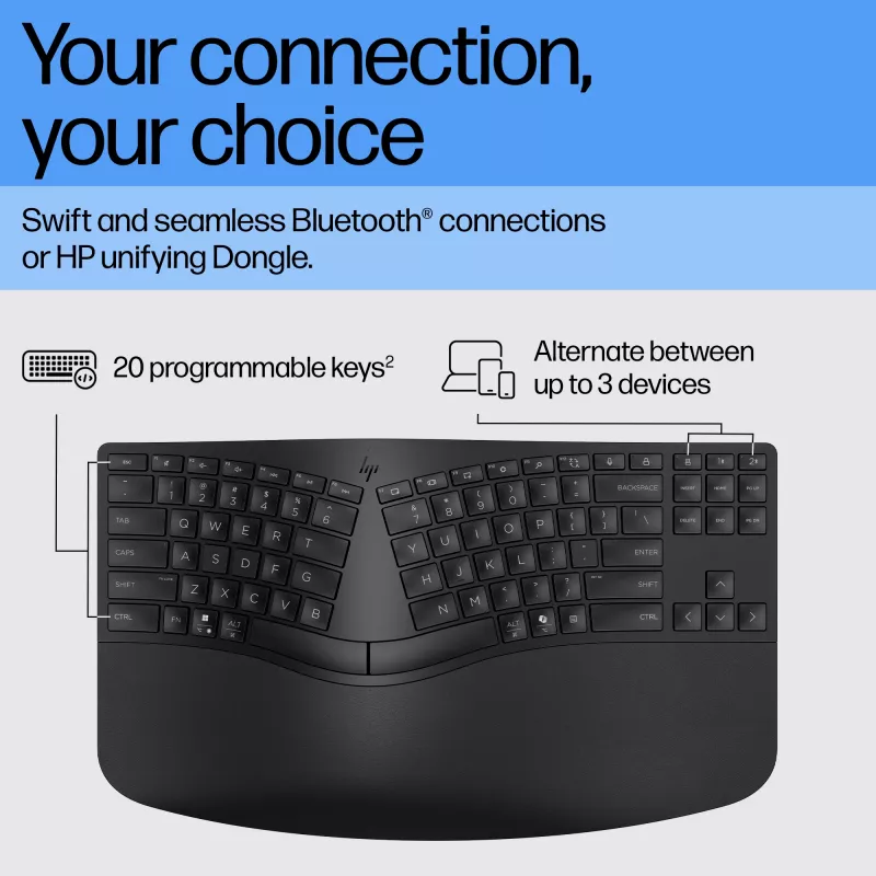 Teclado ergonómico sem fios HP 965