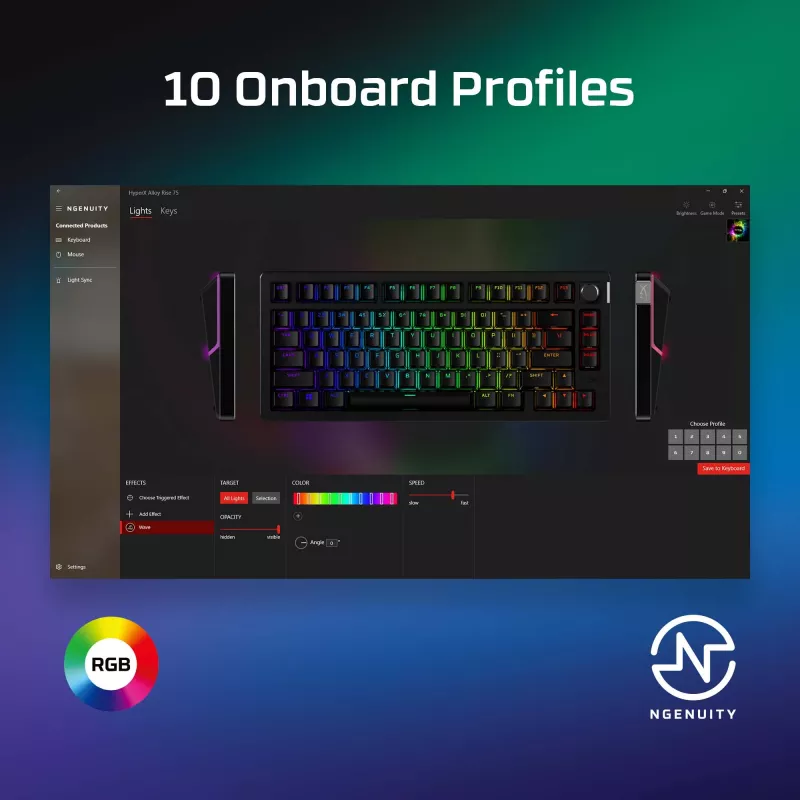 Teclado gaming mecânico Kingston (HyperX) Alloy Rise 75 – layout compacto 75%, com fios, Modelo 7G7A4AA#ABD