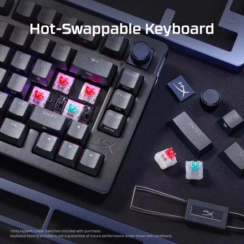 Teclado gaming mecânico Kingston (HyperX) Alloy Rise 75 – layout compacto 75%, com fios, Modelo 7G7A4AA#ABD