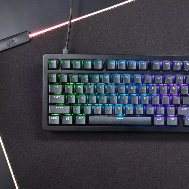Teclado gaming mecânico Kingston (HyperX) Alloy Rise 75 – layout compacto 75%, com fios, Modelo 7G7A4AA#ABD