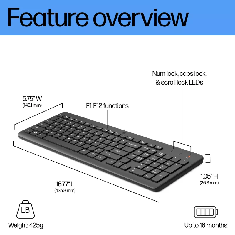 Teclado sem fios HP 220