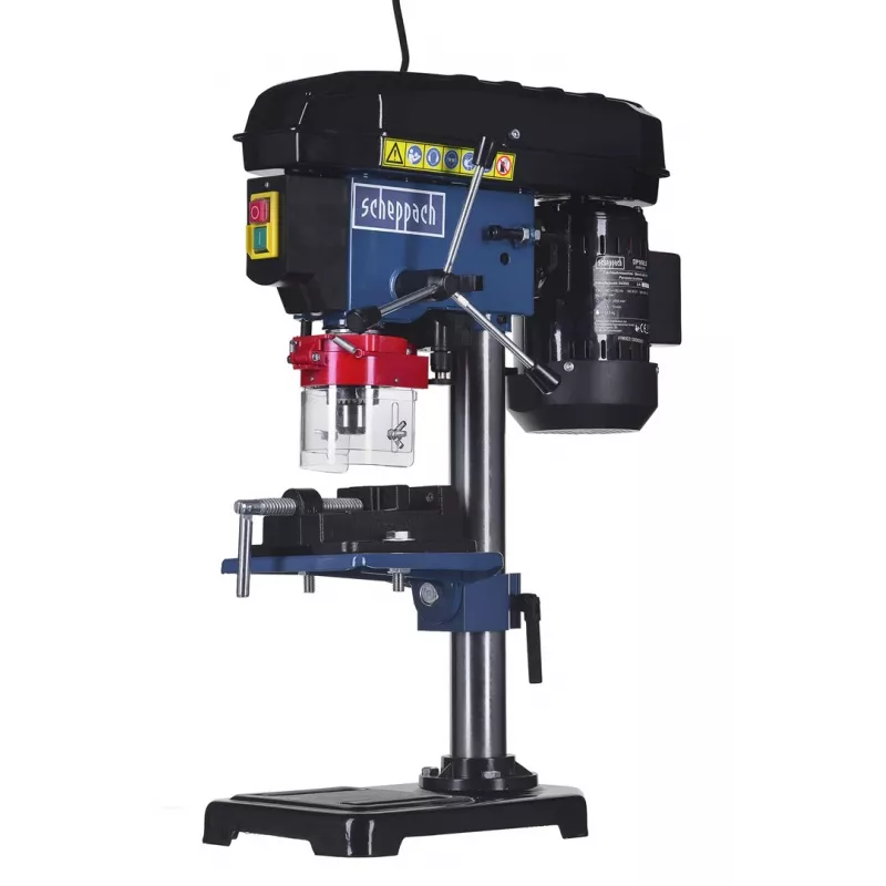 Berbequim de coluna Scheppach DP16VLS 500W, caixa em aço, 230–240V, 2500 rpm, bucha de 13 mm, 600×220×435 mm