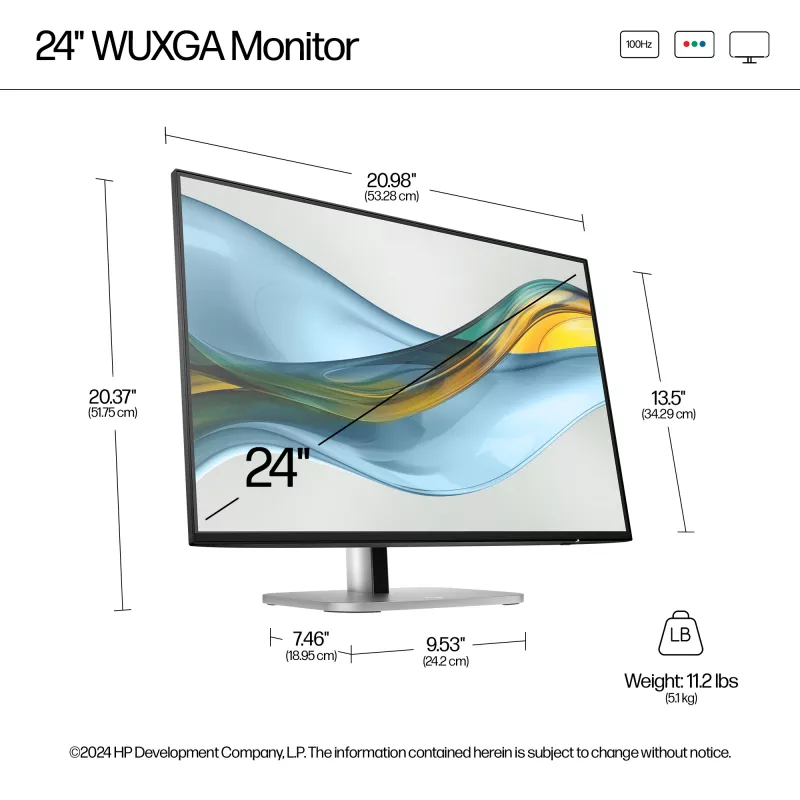 HP Series 5 Pro 24 polegadas WUXGA monitor - 524pn, 61 cm (24 polegadas), WUXGA, LCD, 5 ms, preto (recondicionado)