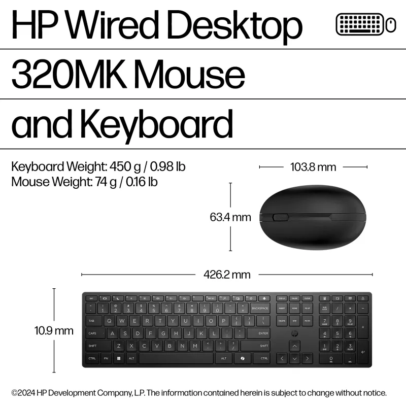 HP Wired Desktop 320MK rato e teclado