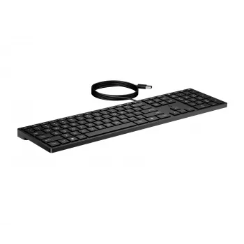 Teclado com fios HP 320K — USB tamanho completo, layout reto, cabo de 1,8 m, preto