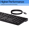 Teclado com fios HP 320K — USB tamanho completo, layout reto, cabo de 1,8 m, preto