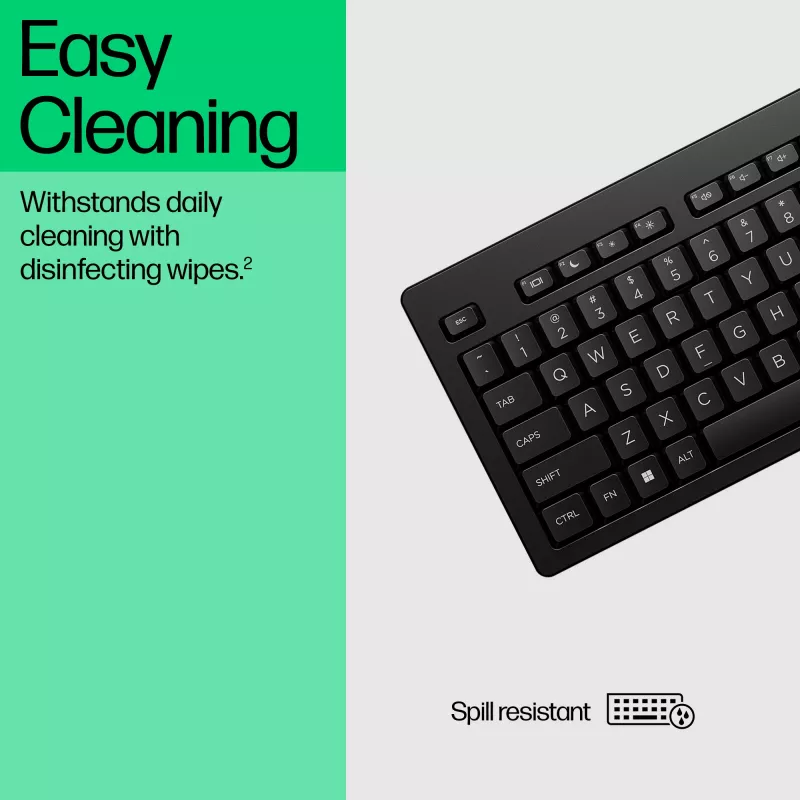 Teclado USB com fios HP 125 G2 — layout compacto tamanho completo HP, porta USB, teclas rasas