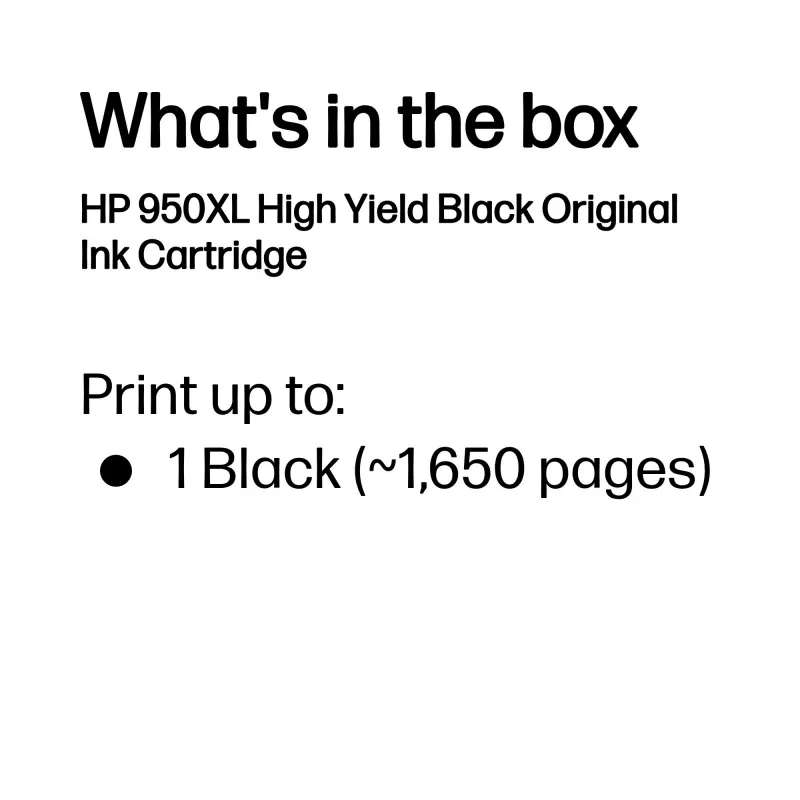 HP 950XL Tinteiro original preto de alto rendimento, preto, 1 unid., 1650 páginas