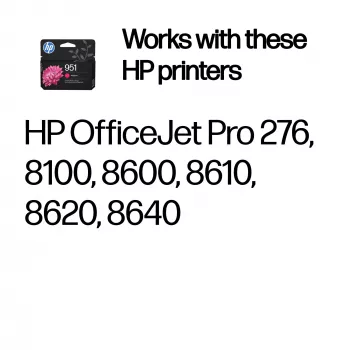 HP 951 Tinteiro original magenta – tinta pigmentada, capacidade standard, 8 ml, 535 páginas