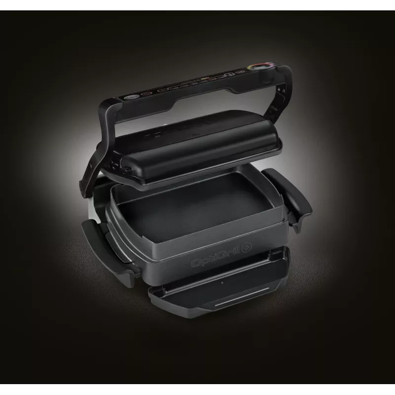 Grelhador de contacto Tefal GC7148 — 2000 W, caixa em aço inoxidável, retangular, termostato ajustável, superfície de grelhar, 365×365×175 mm
