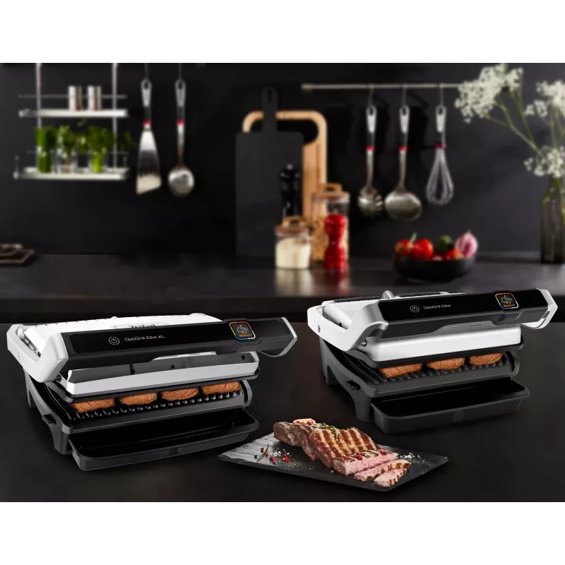 Grelhador de contacto Tefal OptiGrill Elite XL GC760D — aço inoxidável, 800 cm² de superfície de grelhador, 2200 W