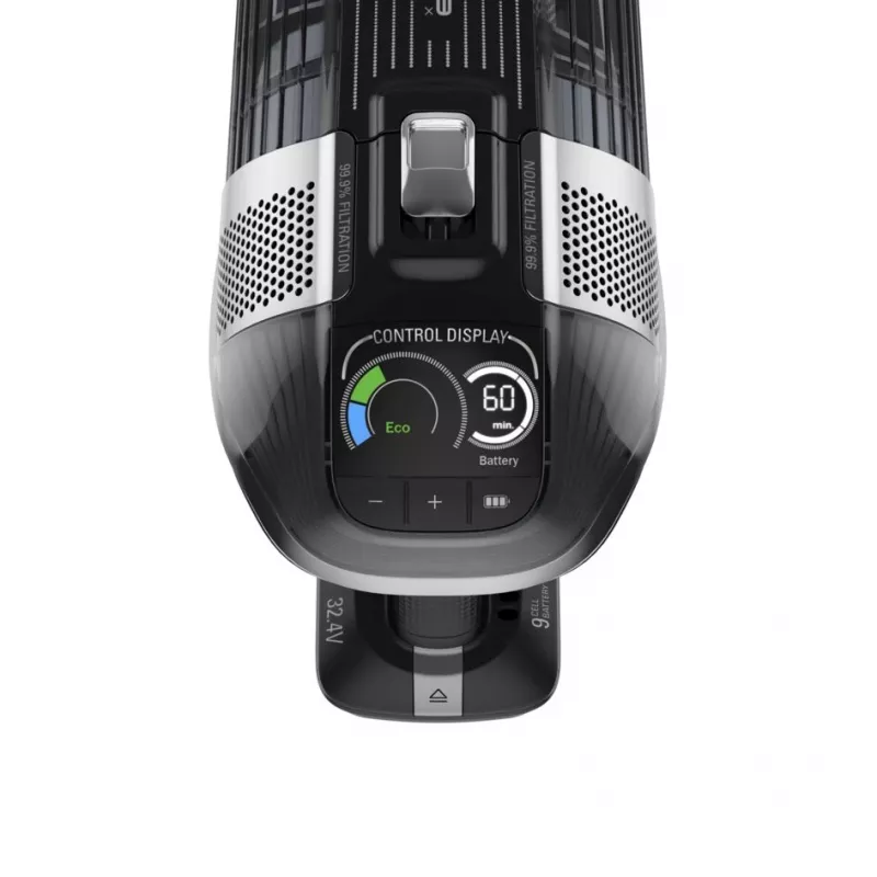 Aspirador vertical 2 em 1 Rowenta X-Force RH9958 com bateria, a seco, HEPA, sem saco, 0,9 L, preto, cinzento