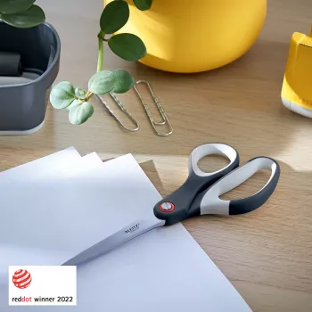 Tesoura de escritório Leitz Cosy Titanium 205 mm, adulto, corte reto, individual, cinzento, aço inoxidável, tesoura de escritório