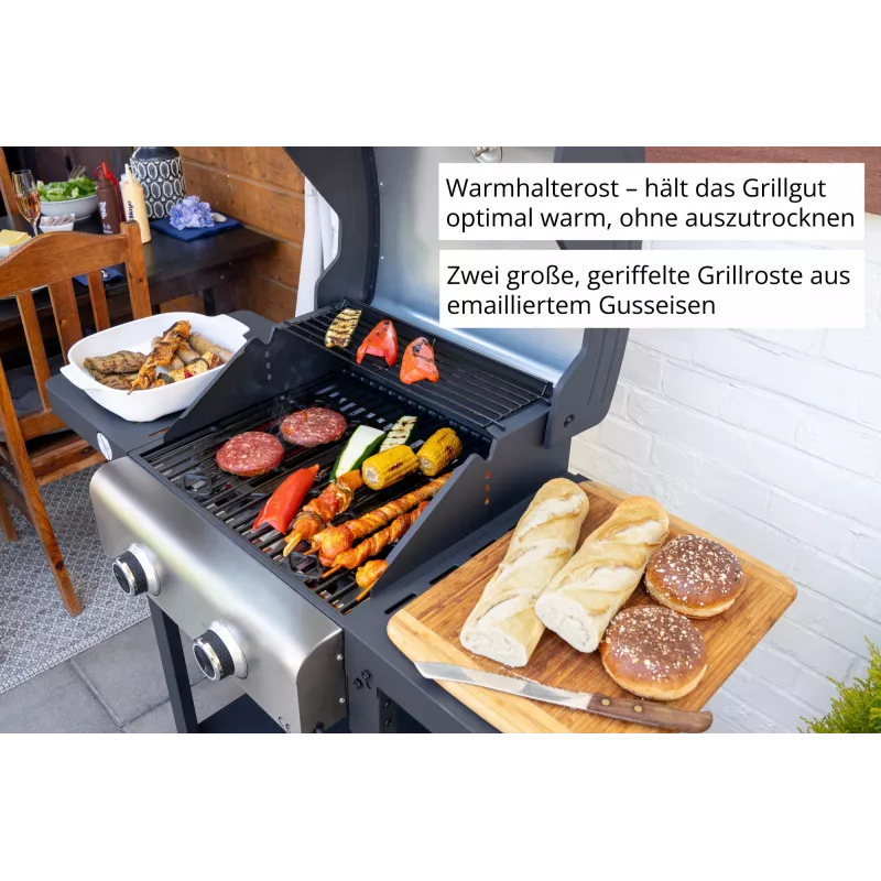 Carrinho de grelhador Unold 58595 Barbecue BUDDY Cart elétrico preto, aço inoxidável 2600 W