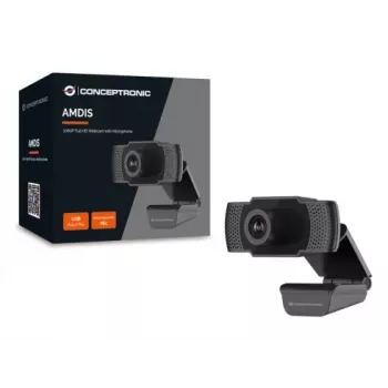 Webcam Conceptronic AMDIS 1080P Full HD com microfone, 2 MP, 1920 x 1080 píxeis, Full HD, 30 fps, 1280x720@30fps, 1920x1080@30fps, M-JPEG, YUV