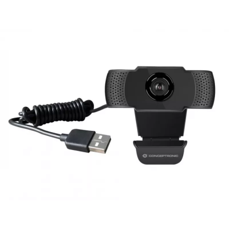 Webcam Conceptronic AMDIS 1080P Full HD com microfone, 2 MP, 1920 x 1080 píxeis, Full HD, 30 fps, 1280x720@30fps, 1920x1080@30fps, M-JPEG, YUV