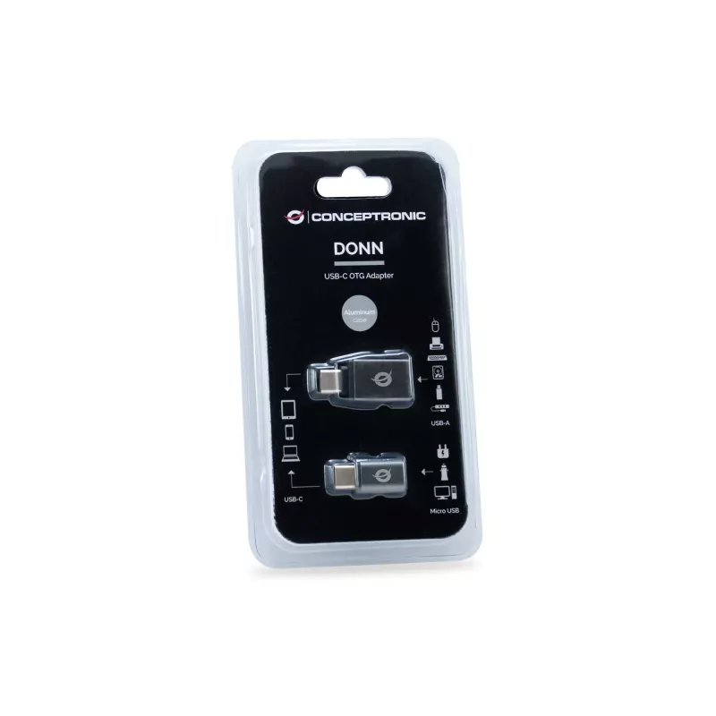 Adaptador OTG Conceptronic DONN04G USB-C para USB A/MicroB pack de 2, 10 Gbps (C-A), 480 Mbps (C-MicroUSB)