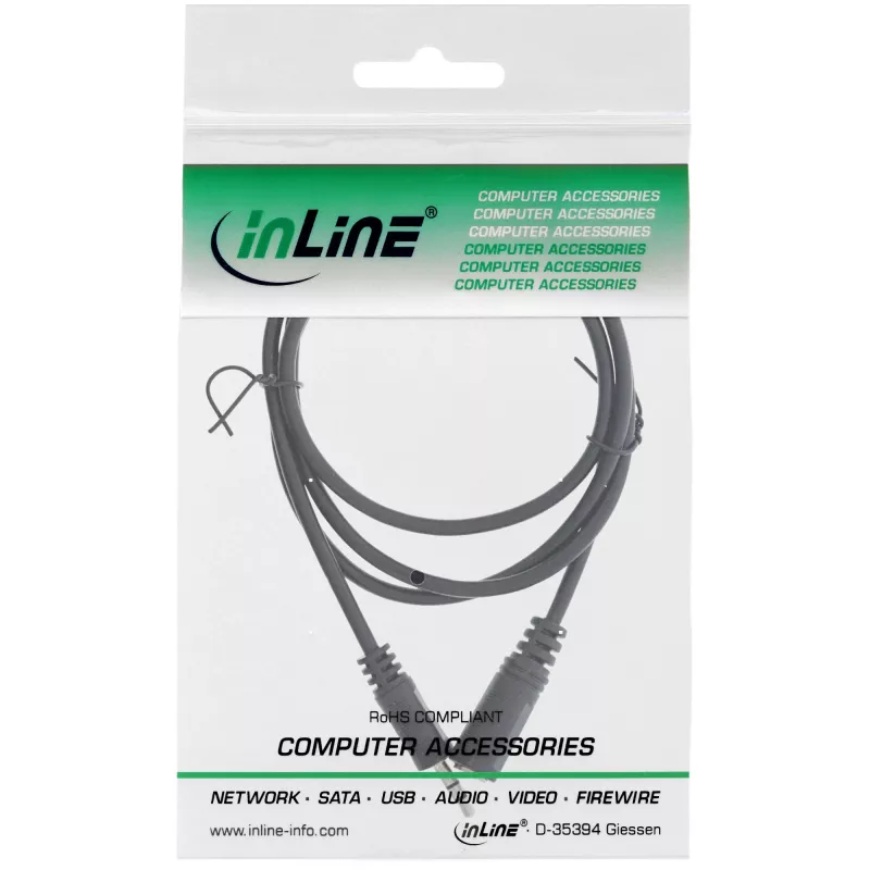 Cabo de áudio InLine 3,5 mm stereo ficha/conector fêmea 1 m