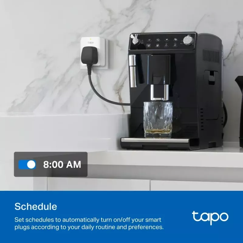 Tomada inteligente TP‑Link Tapo Mini P110M — tomada inteligente Wi‑Fi/Bluetooth para interiores, 16 A, 100–240 V, 3680 W, branco