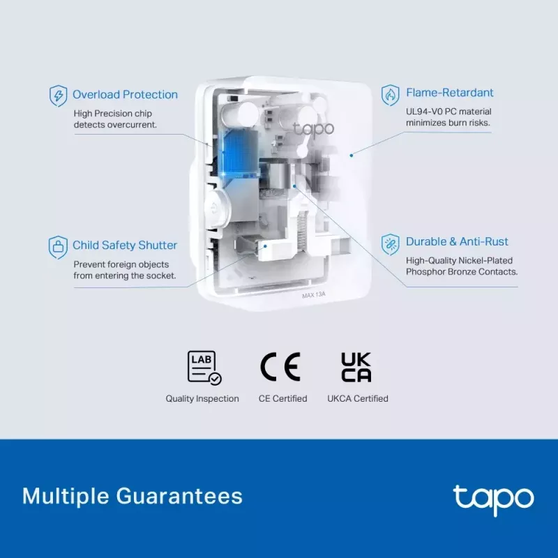 Tomada inteligente TP‑Link Tapo Mini P110M — tomada inteligente Wi‑Fi/Bluetooth para interiores, 16 A, 100–240 V, 3680 W, branco