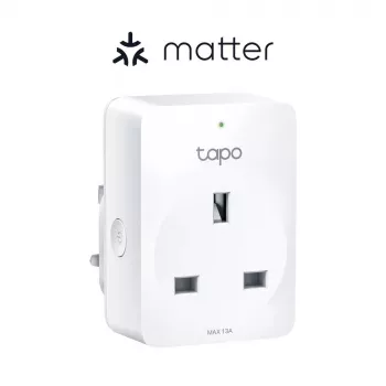 Tomada inteligente TP‑Link Tapo Mini P110M — tomada inteligente Wi‑Fi/Bluetooth para interiores, 16 A, 100–240 V, 3680 W, branco