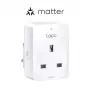 Tomada inteligente TP‑Link Tapo Mini P110M — tomada inteligente Wi‑Fi/Bluetooth para interiores, 16 A, 100–240 V, 3680 W, branco