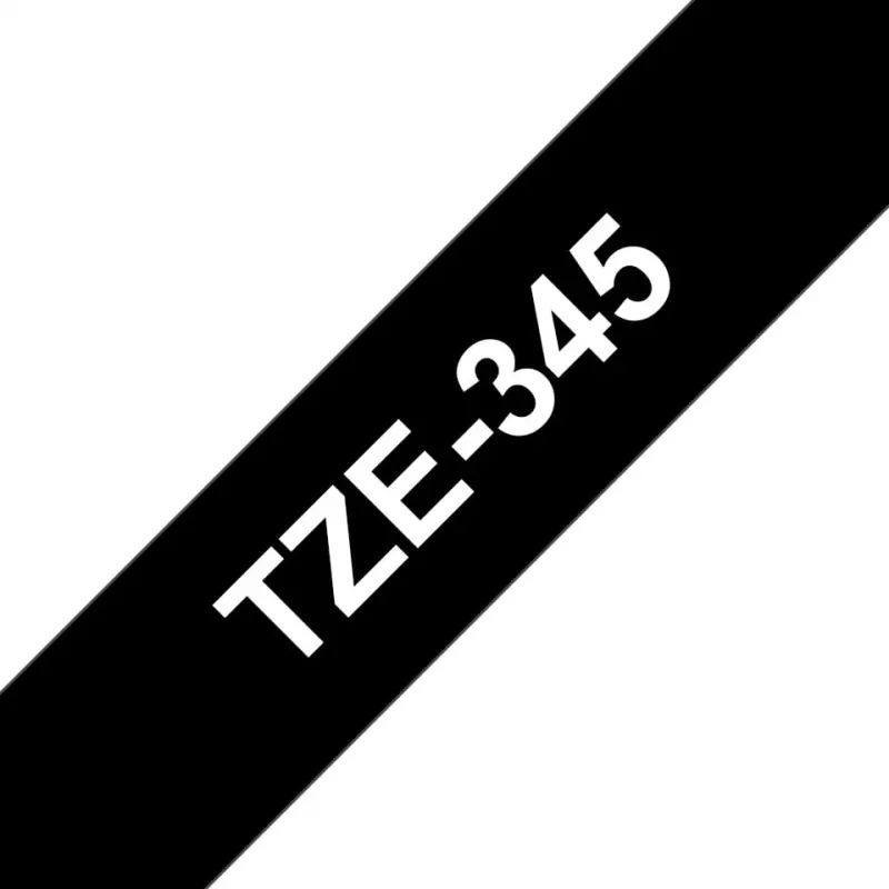 Fita de laminagem Brother TZe345 18mm branco sobre preto