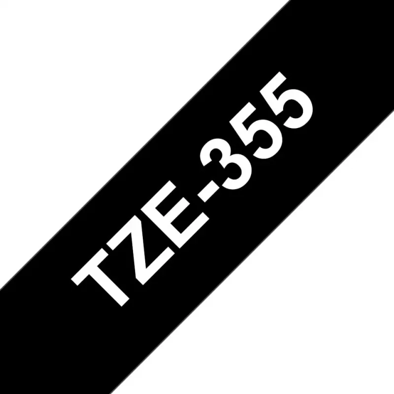 Fita de etiquetagem Brother TZe355 24mm branco sobre preto
